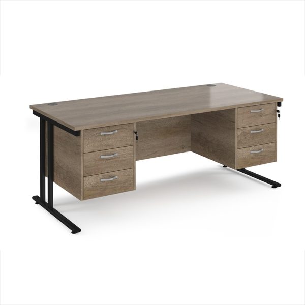 office desk with drawer pedestals in grey nebraska oak