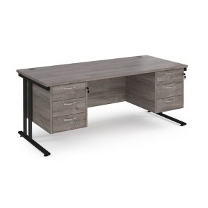 office desk with drawers in grey oak
