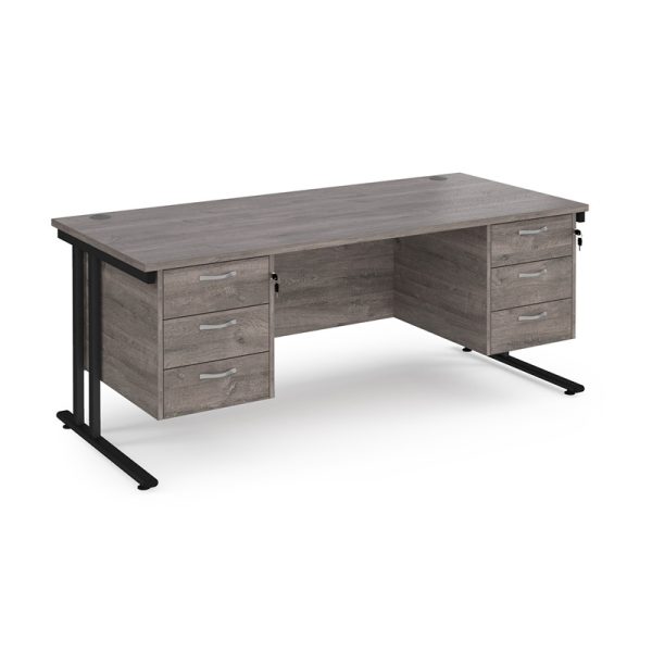 office desk with drawers in grey oak