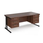 office desk with drawers in walnut