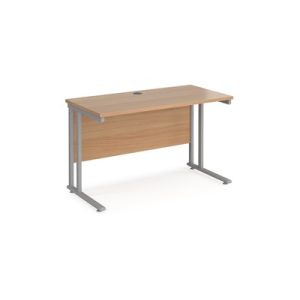 office straight desk 1200 with beech desk top and silver cantilever leg frame