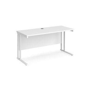 office desk 1400mm with white desk top and white cantilever leg frame