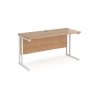 office desk 1400mm with beech top and white cantilever leg frame