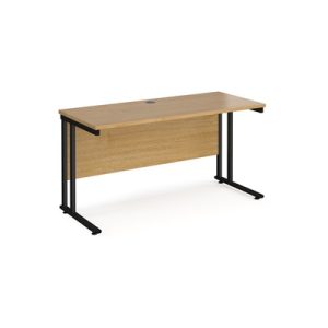 office desk with oak desk top and black cantilever leg frame