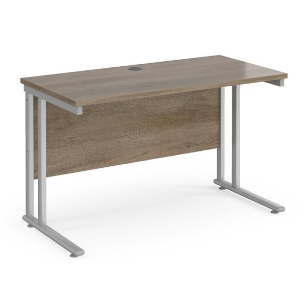 office desk with nebraska oak desk top and silver cantilever leg frame