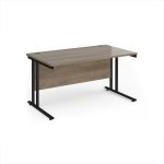 office desk with nebraska oak desk top and black cantilever leg frame