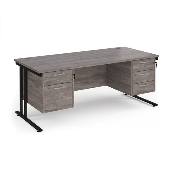 office desk grey oak with desk pedestals