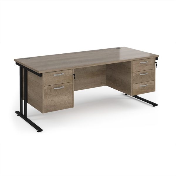 office desk with drawer pedestal storage grey nebraska oak