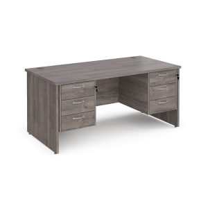 office desk panel end in grey oak with 2 x 3 drawer pedestals
