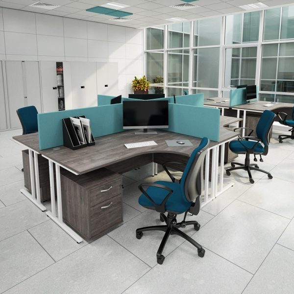 deal desk pedestal in office with office desks and office chairs