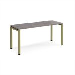 office desk with grey oak desk top and green frame