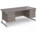 office desk with pedestal drawers in grey oak with cantilever leg frame