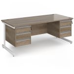 office desk in nebraska oak with 2 x 3 drawer pedestals
