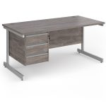 office desk grey oak with cantilever leg frame