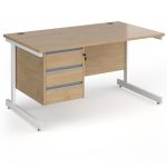 office desk with 3 drawer pedestal in kendal oak finish