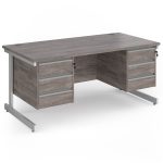 office desk in grey oak with 2 x 3 drawer pedestals