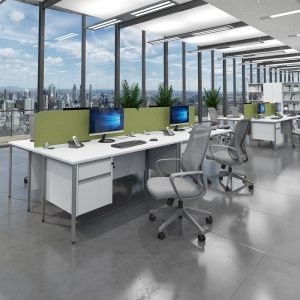 office desks with 2 drawer storage in white in city office