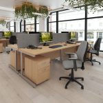 office operator chair in grey fabric in office