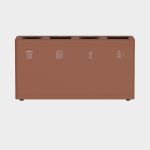 office recycling bin brown with 4 sections
