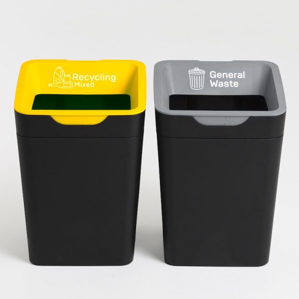 office recycling bin for mixed recycling and general waste