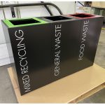 office recycling bin coloured tops