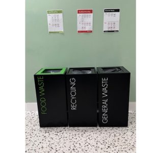 office recycling bin black 3 in a row