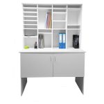 pigeon hole sorter on post table in white finish