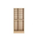 pigeon holes floor standing in oak with acrylic shelves and 24 spaces