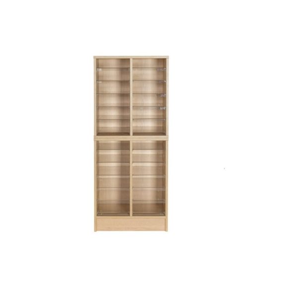 pigeon holes floor standing in oak with acrylic shelves and 24 spaces