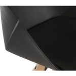 reception chair in black leather and wooden frame