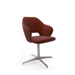 reception chair red fabric and chrome base