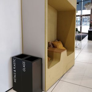 office recycling bins black for metal & plastic & glass