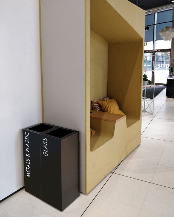 office recycling bins black for metal & plastic & glass