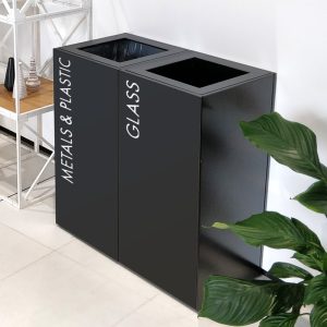 office recycling bins black for metal & Plastic and cans