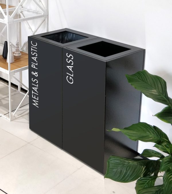 office recycling bins black for metal & Plastic and cans