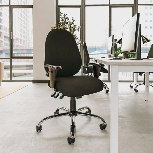 task operator office chair in black fabric in office