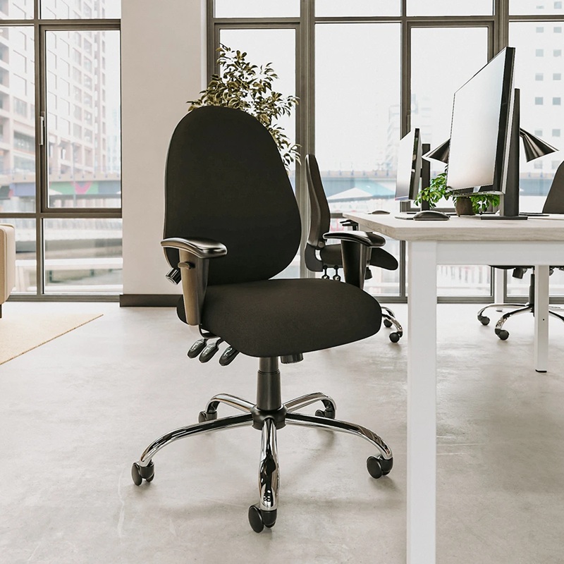 task operator office chair in black fabric in office