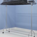 twin coat rail with hangers silver with black anti theft hangers