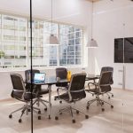 vegan office chair in meeting room roomshot with meeting table