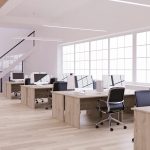 vegan office chairs with aluminium frame in office room set. Maple panel end office desks
