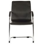 visitor chair in black leather with chrome cantilever frame