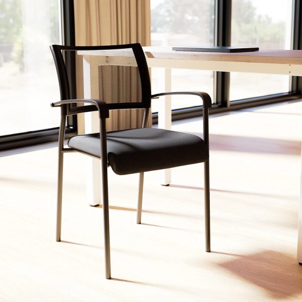 mesh back visitor chair with black frame