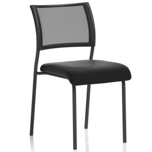 visitor chair in black mesh and black leg frame