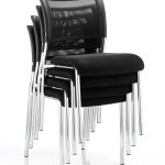 visitor chair black mesh in stack of 4