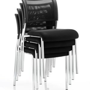 visitor chair black mesh in stack of 4