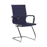 visitor chair blue with chrome cantilever frame