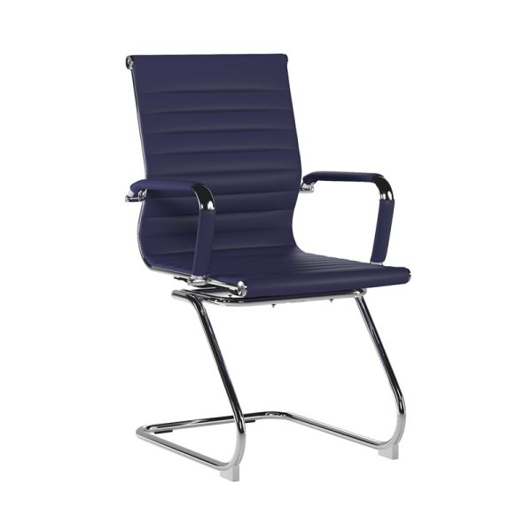 visitor chair blue with chrome cantilever frame