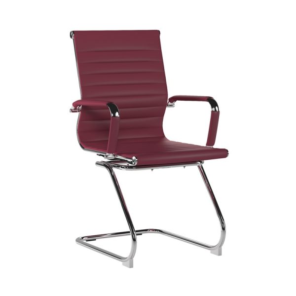 visitor chair burgundy with chrome cantilever frame