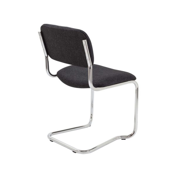 visitor chair in charcoal fabric with chrome cantilever frame