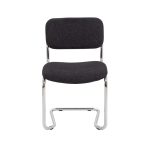 visitor chair with grey fabric and chrome cantilever frame. Front view